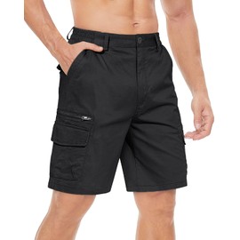 TACVASEN Men's Cargo Short Relaxed Fit Stretch Short Summer Lightweight Men's Cotton Short Outdoor with Zipper Pocket for Golf Travel Black, 40