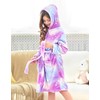 Doctor Unicorn Soft Hooded Rainbow Bathrobe Sleepwear for Girls (Purple
