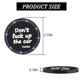 2 Pack Bling Car Coasters for Cup Holder, Crystal Rhinestone 2.75 in Cup Holder Coaster, Silicone Anti-Slip Insert Cup Mats for Women, Interior Accessories Universal for Most Cars (Black/Blue)