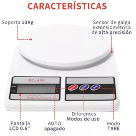 1 Báscula de Cocina Digital con Pilas incluidas, Bascula de Precision de Cocina 10kg/1g Peso de Cocina Digital, Balanza de Alimentos con Pantalla Digital, Función de Tara
