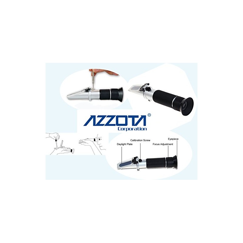 Azzota Portable Aluminum 0-60% Brix Refractometer, with ATC, Heavy-Duty