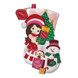 MerryStockings Little Miss Christmas 18" Felt Christmas Stocking Kit from DIY, Sequins, Embellishments and Instructions, a Complete kit Ready for Your Creativity!