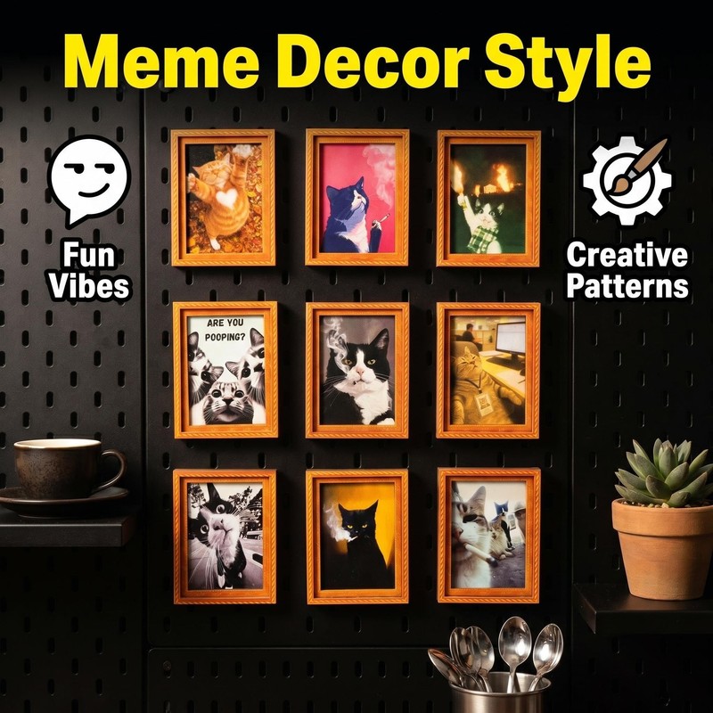 8Pcs Funny Cat Meme Fridge Magnets, 3D Retro Orange Wooden
