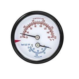 PIC Gauges TRI-RC-254R2.95-D 2-1/2" Dial Size, 1/4" Male NPT Connection Size, Stem Length 2.95 inches, 0/75 psi Range, Commercial Tridicators with Black Steel Case, Bronze Internals