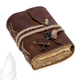 cuero Vintage Leather Journal - Handmade Leather Bound journal with deckle edge paper for Men And Women Diary Notebook - Leather Sketchbook