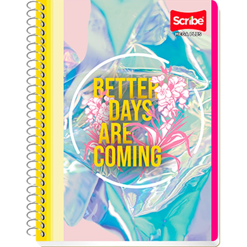 Scribe, MEGA PLUS, Cuaderno Francés Espiral Sencillo de Pasta Semi
