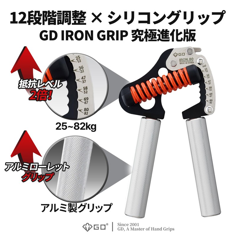 GD IRON GRIP 12Lv Aluminum Hand Grip Strengthener (12~180.6 lbs),