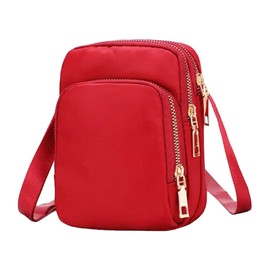 DIVA Rose Women's Shoulder Bag, Simple, Smartphone Pouch, Pochette, Stylish, Lightweight, Men's, Vertical Type, Mini Shoulder Bag, Nylon Bag, red