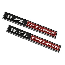 2pcs 3.7L Cyclone Emblems 3D Badge Replacement for 2011-2020 Mustang V6 3.7L Cyclone Decal (Chrome/Red)