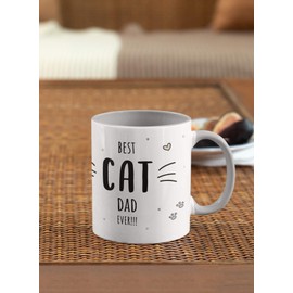 Personalisierte Kaffee-Tasse [Best Cat Mom] oder stolzer [Best Cat Dad] personalisierte Geschenke für Katzenbesitzer - 330 ml - verschiedene Designs (Katzenpapa - Grau)