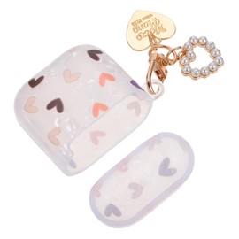 KONTONTY Heart Pattern Earphone Protective Cover for Lightweight Portable Earbud Holder Easy to Clean Soft Shell with Keychain for Travelers Friends