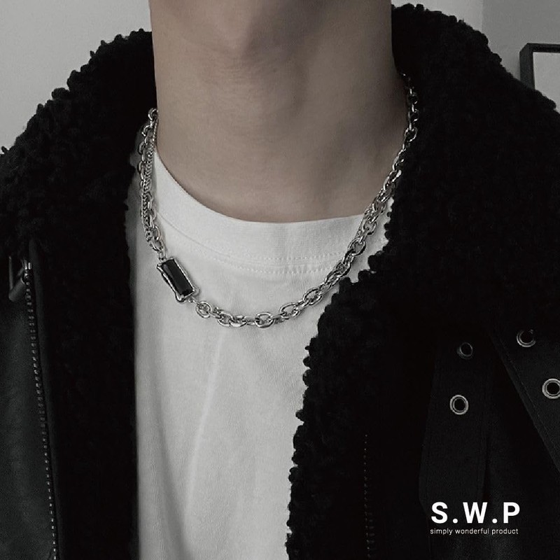 S.W.P bssn-007-018oya Men's Stainless Steel Necklace, Simple, Clean