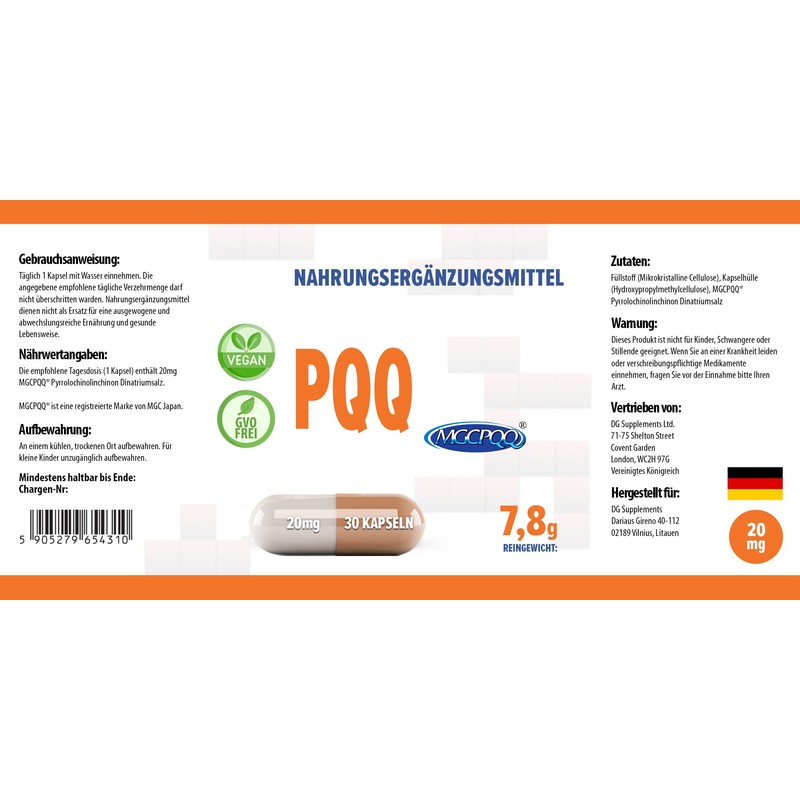 Hepatica PQQ (MGCPQQ) 20mg | 30 Vegan Capsules | High
