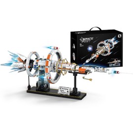 OWNONE 1 Space Station Building Set with Motor and LED Lights - 360°Rotating Space Shuttle Rocket Model Building Kits with Display Stand, STEM Engineering Gift for Adults Men Kids (1583 PCS)