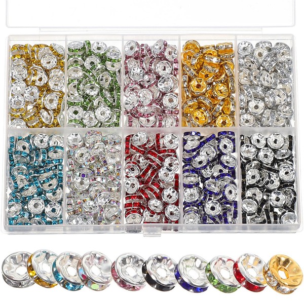 Tofficu 700 Pieces Crystal Beads, Bracelet Making Kit Beads, Friendship Bracelet Beads, Spacer Beads for Jewellery, Bracelets, Necklaces, Bracelet Pendants