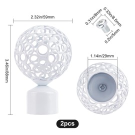 GORGECRAFT 2PCS Round Curtain Rod Finials 28mm Drapery Pole End White Ball Cage Replacement Decorative End Head Caps for Home Office Curtain Roman Rod Decor Accessories (8.8x5.9cm)