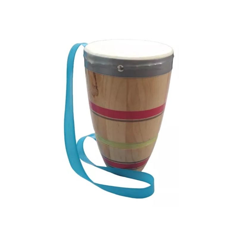 Didakta Mini Conga Infantil Madera 20x14cm. Con Cinta Tambor Musical