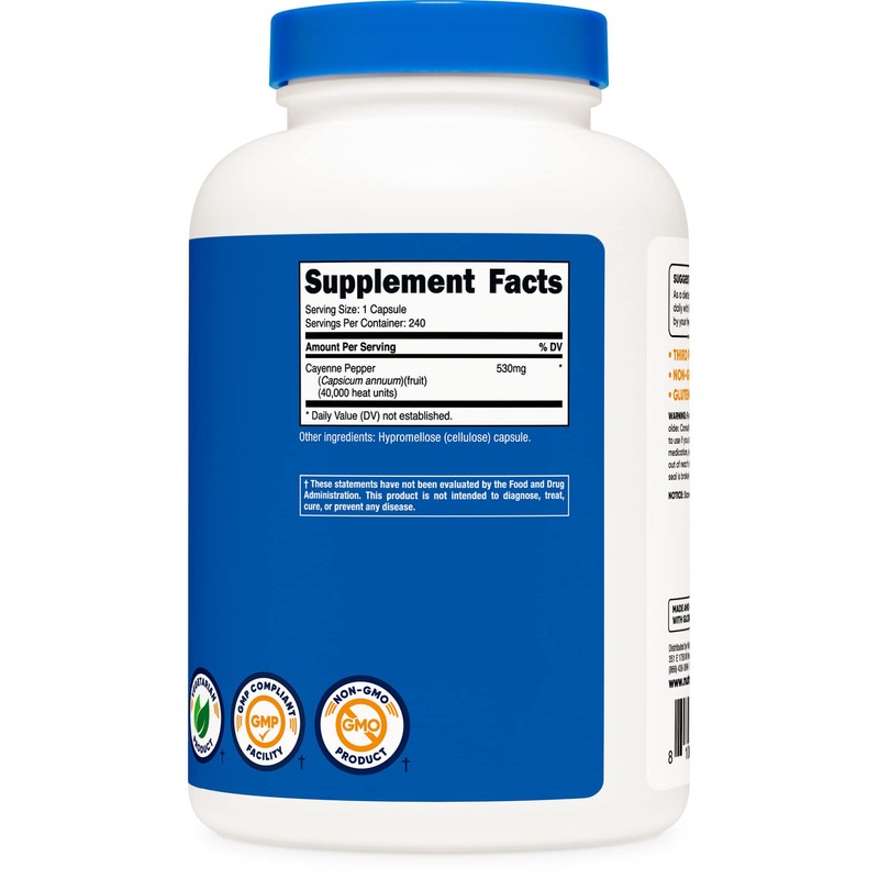 Nutricost Cayenne Pepper 530mg, 240 Capsules - 40,000 Heat Units,