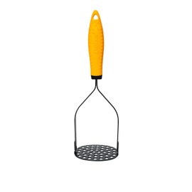 Deiss PRO Heavy Duty Stainless Steel Potato Masher with Non-Slip Rubber Handle - High-Quality Hand Held Potato Masher for Struggle-Free Mashing - Dishwasher Safe Vegetable and Fruit Masher - Black