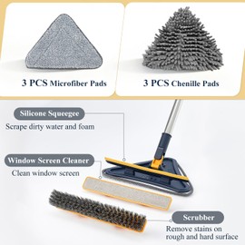 Baseboard Cleaner Tool with 78" Long Handle, 5-in-1 Wall Mop 6 Pads