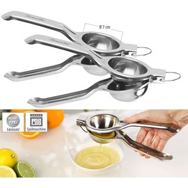 Rosenstein & Söhne Manual Citrus Juicer: Set of 2 Manual Citrus & Juicer, Polished 304 Stainless Steel, Diameter 7 cm (Space-saving Citrus Juicer, Hand Juicer, Salad)