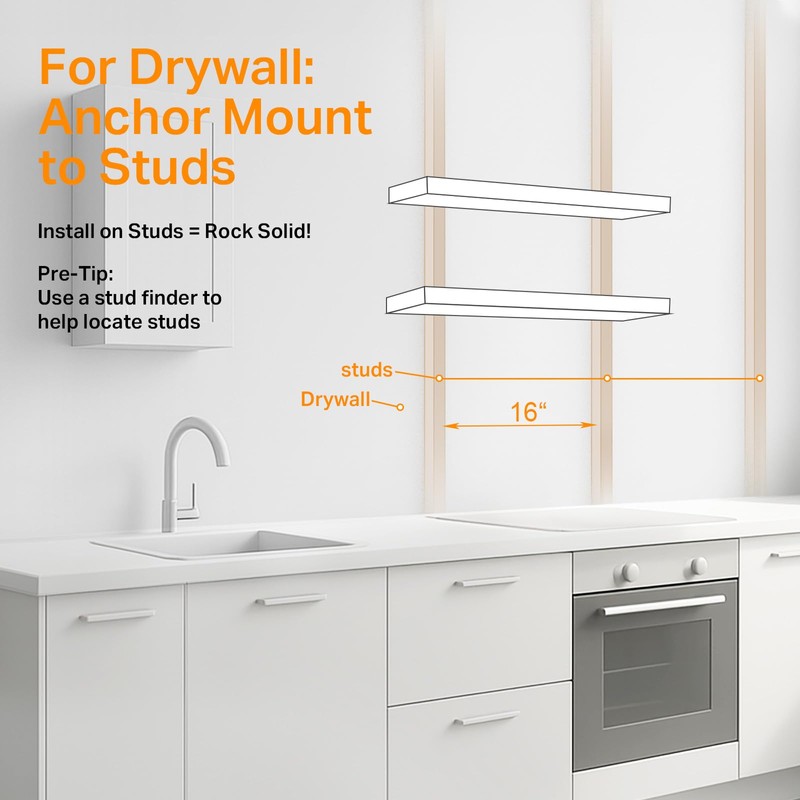 BAYKA Floating Shelves, 36 inches Long Wall Mounted Rustic Wood