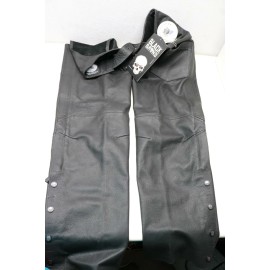 Black Brand Men's Leather Degree Motorcycle Chaps Large BB3084 MADE IN USA