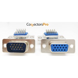 Connectors Pro Pc Accessories 10 Pairs D-Sub HD15 High Density Solder Male and DB HD15 Female Connector 3-Row, 20-Pack (10 Male + 10 Female)