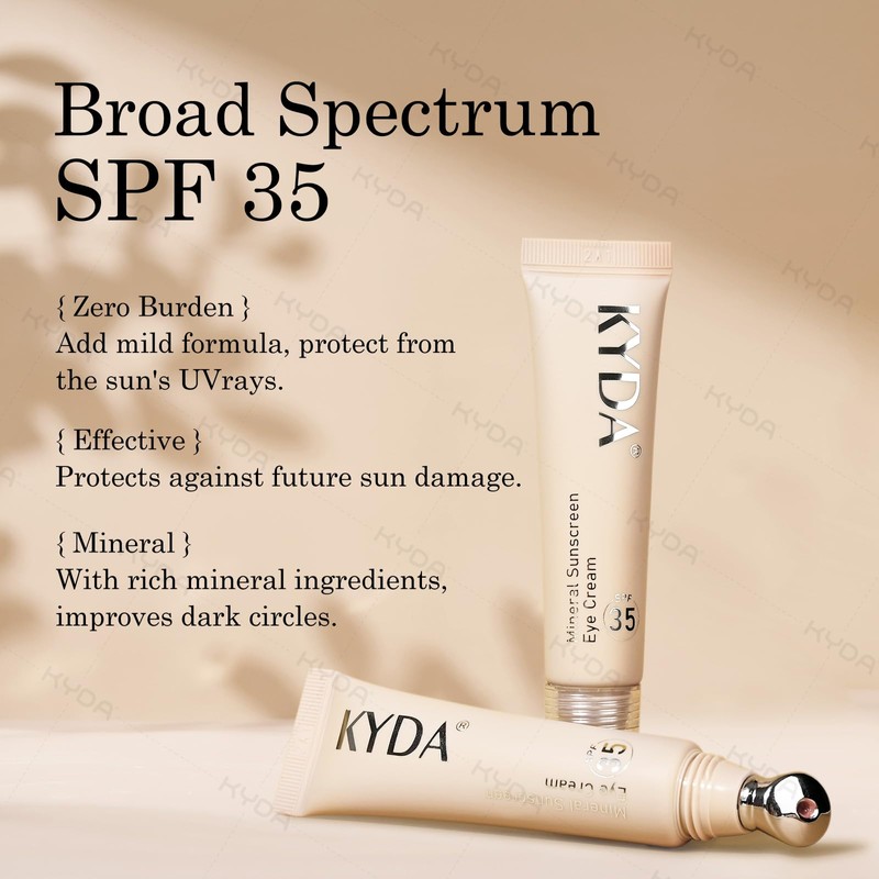 KYDA Mineral Sunscreen Eye Cream, 3-in-1 Anti-Aging Eye Cream, SPF