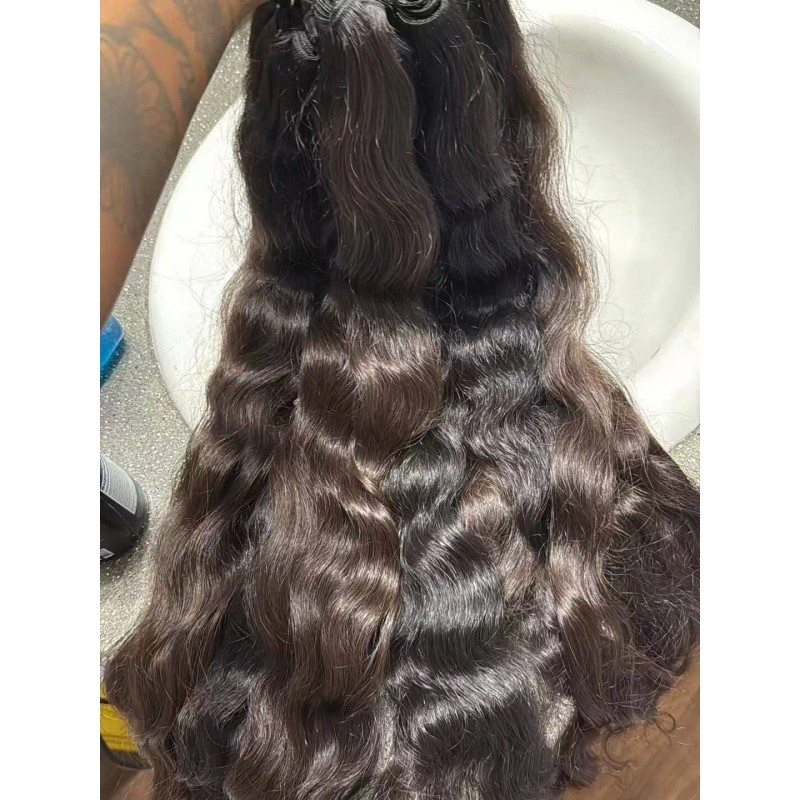 Unprocessed Raw Human Hair Natural Wavy Texture No Shedding No