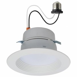 Satco LED Retrofit Downlight with Stepped Baffle, CCT and Wattage Selectable, 4 Inch Round, White
