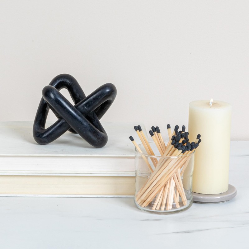 Creative Co-Op Modern Marble Link Knot, Black Accent Decor