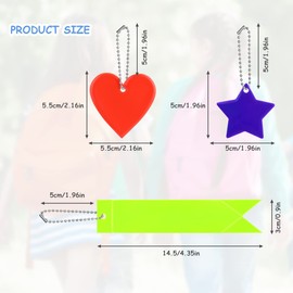 OSDUE Safety Reflector Pendant, 15 Pcs Star Safety Reflector with Chains, High visibility and safety at nigh, Waterproof Safe Pedestrian Bag Pendant for School Bag Backpack Cycling Walking Running