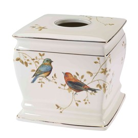 Avanti Linens - Tissue Box Cover, Decorative Countertop Accessories, Nature Inspired Home Decor (Gilded Birds Collection)