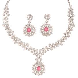 Sunsoul By Touchstone Indian Bollywood Choice Pretty Handcrafted Floral White Rhinestone Faux Tourmaline Stylish Designer Jewelry Necklace Set In Silver Tone For Women.