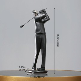 4×3×12" Modern Golf Figurine Statue – Elegant Polyresin Golfer Sculpture for Home Decor – Black Geometric Luxury Art for Living Room, Wine Cabinet, Office – Minimalist Modern Decorative Gift
