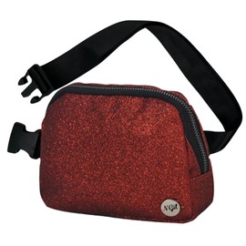 NGIL Mini Belt Bag for Women Crossbody Pack Waist Bag FannyPack with Adjustable Strap Crossbody Pouch for Traveling, Hiking (Glitter-Red)