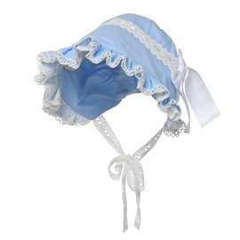 Victorian White Lace Bonnet Hat for Women Ladies Handmaid Medieval Colonial Costume Accessory Cotton (Blue)