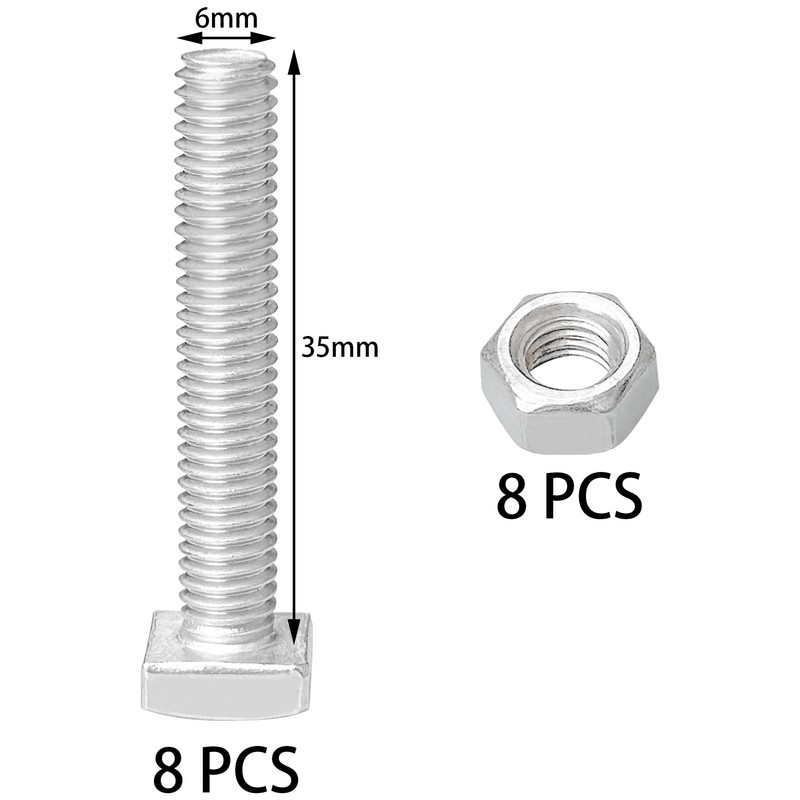 8 PCS Stainless Steel Square Head Bolts Screws (M6*35mm)