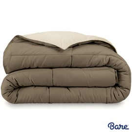 Bare Home Twin/Twin Extra Long Kids Comforter - Reversible Colors - Goose Down Alternative - Ultra-Soft - Premium 1800 Series - All Season Warmth - Bedding Comforter (Twin/Twin XL, Taupe/Sand)