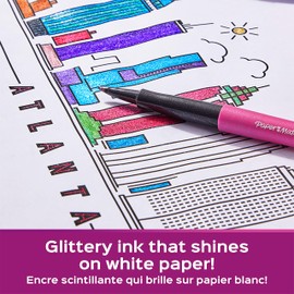 Paper Mate Flair Metallic Felt Tip Pens Glittery Ink Shines on White Paper Assorted Colours Medium Point (0.7mm) 12 Count