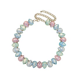 Rumtock Teardrop Shape Pink Crystals Beads Sparkle Choker Necklace for Women Special Occasion Statement Jewelry (Pink)