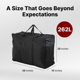 Plago Professional Quality Nylon Extra Large Duffel Bag, Lightweight Foldable Water Repellent, Cargo for Travel, Folding Bike, Tent Mattress Closet Storage (XXXL: 262L capacity (39""x28""x14.6""))