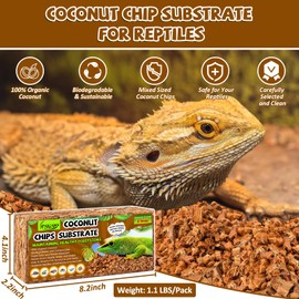 Legigo 2 Pack Coconut Chip Substrate for Reptiles, Natural Coco Husk Chip Reptiles Bedding, Compressed Coconut Chip Substrate for Snake, Tortoise, Ball Python, Gecko, Lizard Terrarium Tanks