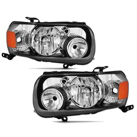 Headlights Headlamps Assembly Compatible with 2005 2006 2007 Ford Escape Driver and Passenger Side, Chrome Housing Amber Side,Factory Style