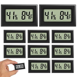 Rojuna Mini Thermometer Hygrometer, Large Number Fahrenheit LCD Display Digital Temperature Humidity Meters Gauge Indoor for Greenhouse, Garden, Cellar, Fridge (10-Pack)