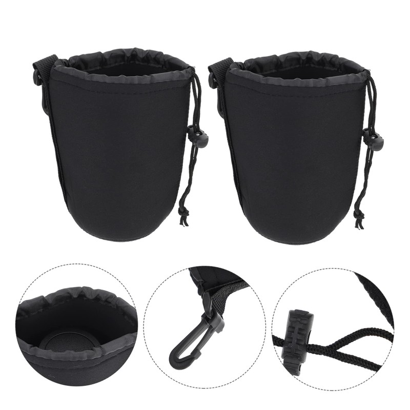 OSALADI 4pcs Neoprene Camera Lens Pouch Protective Case for Drawstring