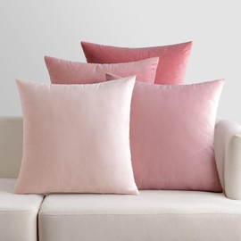EMEMA Set of 4 Velvet Decorative Cushion Covers for Sofa, Living Room, Bedroom for Sofa, 45 x 45 cm, Pink Series