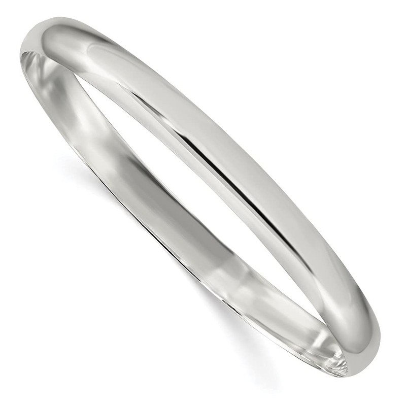 Diamond2Deal 925 Sterling Silver 6.25mm Solid Plain Slip-On Bangle Bracelet