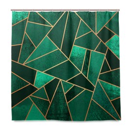 Abstract Nature - Emerald Green Polyester Shower Curtain For Bathroom Print Set With Rust Proof Grommets 72X72inch
